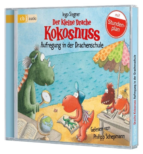 Buchcover und Innenansicht für das Buch: Der kleine Drache Kokosnuss - Aufregung in der Drachenschule