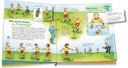 Buchcover und Innenansicht für das Buch: BOOKii® WAS IST WAS Junior Auf geht´s zum Fußball!
