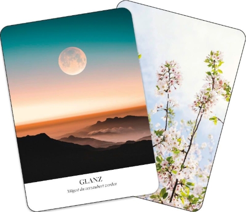 Buchcover und Innenansicht für das Buch: Earth Blessings Oracle Cards: Connect With the Healing Power of Nature a 48 Card Deck With Guidebook