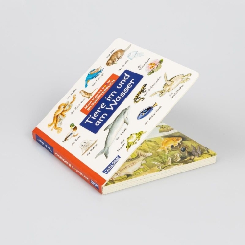 Buchcover und Innenansicht für das Buch: Mein kleines buntes Bildwörterbuch: Tiere im und am Wasser