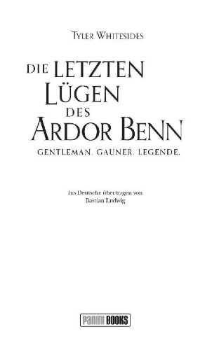 Buchcover und Innenansicht für das Buch: The Last Lies of Ardor Benn