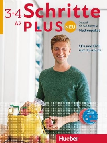Buchcover und Innenansicht für das Buch: Schritte plus Neu 3+4 A2 Audio-CDs und 1 DVD zum Kursbuch. Medienpaket