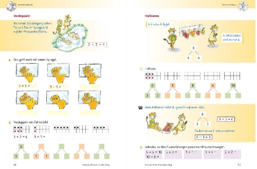 Buchcover und Innenansicht für das Buch: Lernen mit Teo und Tia Mathematik - 1. Klasse Volksschule