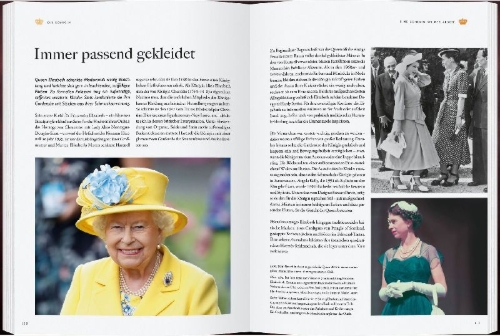 Buchcover und Innenansicht für das Buch: Queen Elizabeth II - An illustrated treasury