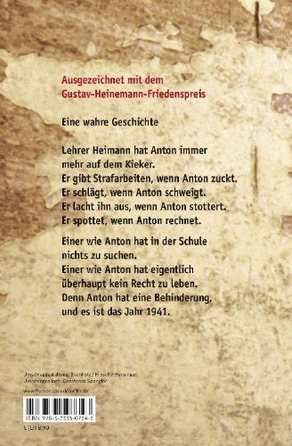 Buchcover und Innenansicht für das Buch: Anton oder Die Zeit des unwerten Lebens