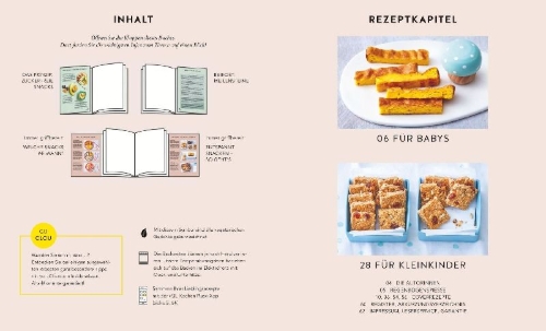 Buchcover und Innenansicht für das Buch: Zuckerfreie Snacks für Babys und Kleinkinder