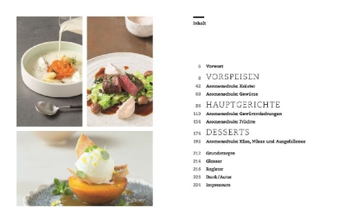 Buchcover und Innenansicht für das Buch: Meine Aromenküche