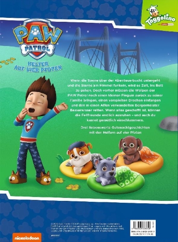 Buchcover und Innenansicht für das Buch: PAW Patrol: Gute Nacht, Fellfreunde!