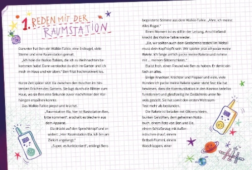 Buchcover und Innenansicht für das Buch: Als Ela das All eroberte