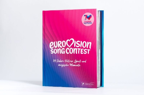 Buchcover und Innenansicht für das Buch: Eurovision Song Context: Seven decades of Sequins, Joy and Magical Musical Memories