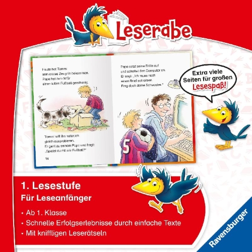 Buchcover und Innenansicht für das Buch: Fußballabenteuer zum Lesenlernen