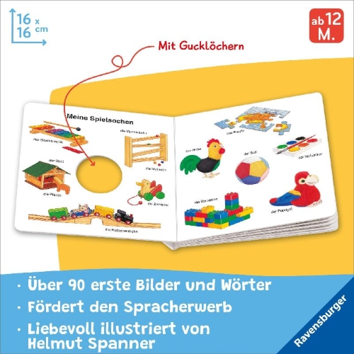 Buchcover und Innenansicht für das Buch: Erste Bilder - Erste Wörter: Mein Gucklochbuch