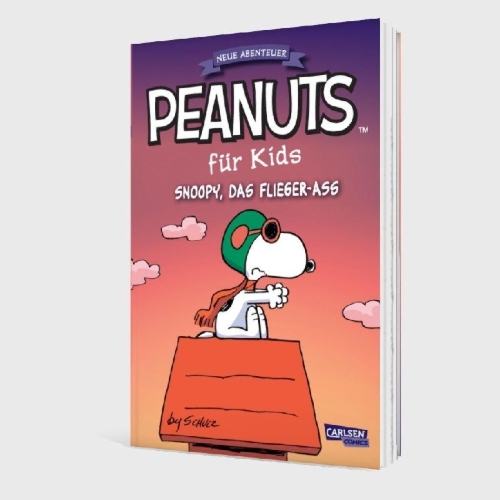 Buchcover und Innenansicht für das Buch: Peanuts für Kids - Neue Abenteuer 3: Snoopy, das Flieger-Ass