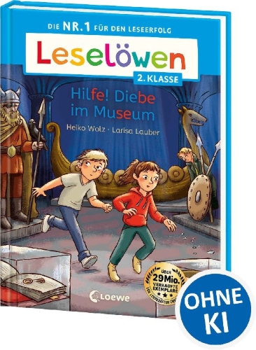 Buchcover und Innenansicht für das Buch: Leselöwen 2. Klasse - Hilfe! Diebe im Museum