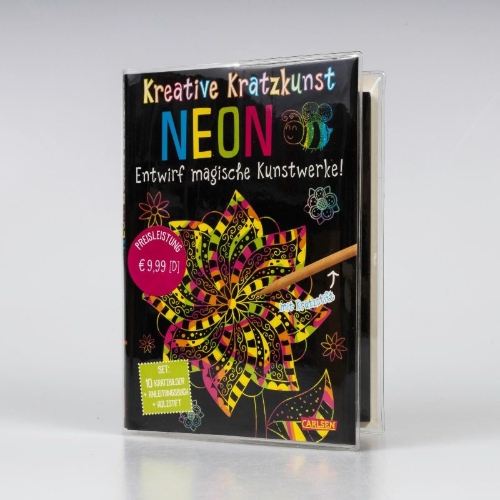 Buchcover und Innenansicht für das Buch: Kratzbilder für Kinder: Kreative Kratzkunst: Neon