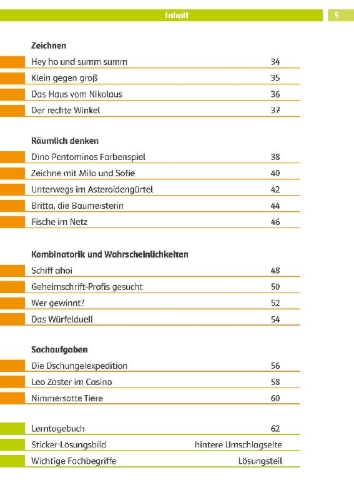 Buchcover und Innenansicht für das Buch: Klett Die Mathe-Helden Knobelaufgaben für Mathe-Helden 4. Klasse