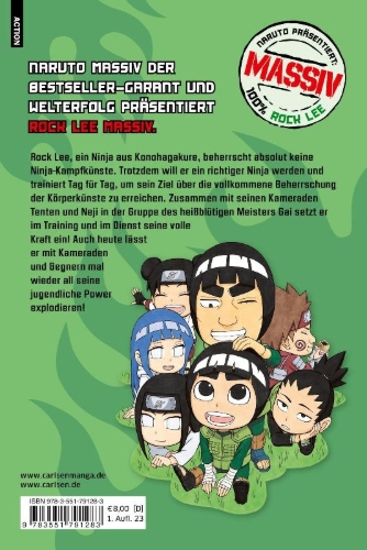 Buchcover und Innenansicht für das Buch: Rock Lee no Seishun Full Power Ninden