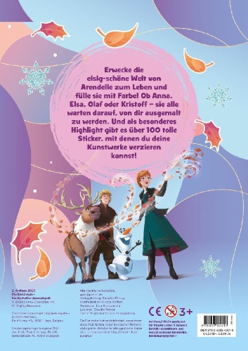 Buchcover und Innenansicht für das Buch: Disney Die Eiskönigin: Zauberhafter Ausmalspaß