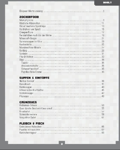 Buchcover und Innenansicht für das Buch: Das ultimative inoffizielle Kochbuch für Minecrafter