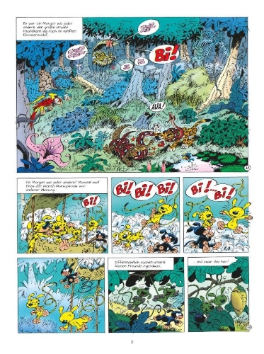 Buchcover und Innenansicht für das Buch: Marsupilami 9: Le papillon des cimes
