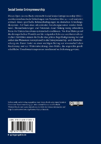 Buchcover und Innenansicht für das Buch: Social Senior Entrepreneurship