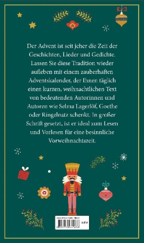 Buchcover und Innenansicht für das Buch: Der literarische Adventskalender. Großdruck. 24 weihnachtliche Geschichten, Gedichte und Lieder