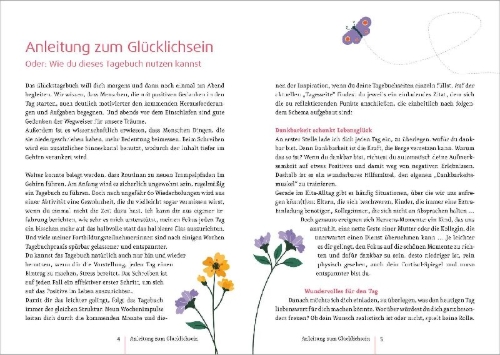 Buchcover und Innenansicht für das Buch: Mein GlücksTagebuch