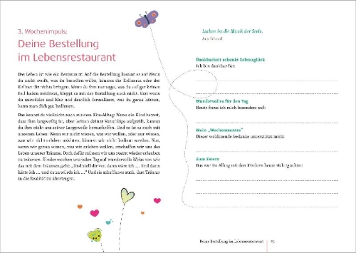 Buchcover und Innenansicht für das Buch: Mein GlücksTagebuch