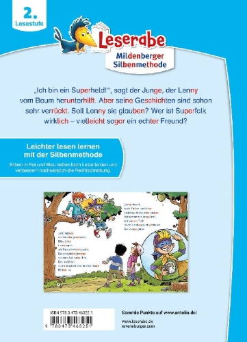 Buchcover und Innenansicht für das Buch: Leserabe mit Mildenberger Silbenmethode - Mein Freund, der Superheld