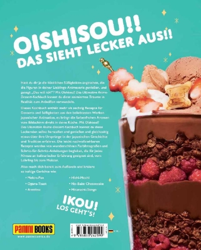 Buchcover und Innenansicht für das Buch: Oishisou!! Das ultimative Anime-Dessert-Kochbuch