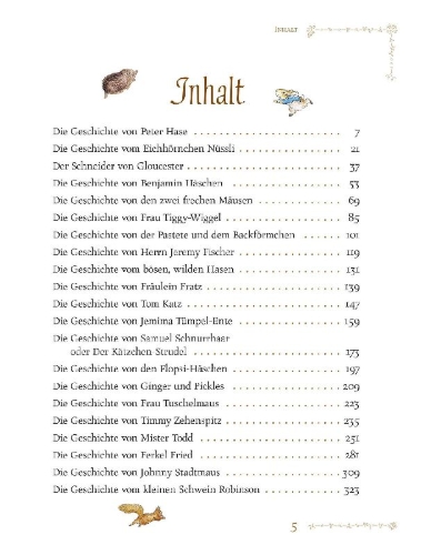 Buchcover und Innenansicht für das Buch: Beatrix Potter - Sämtliche Geschichten von Peter Hase und seinen Freunden