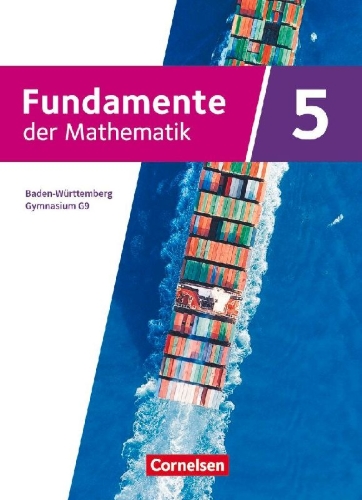 Buchcover und Innenansicht für das Buch: Fundamente der Mathematik 5. Schuljahr - Ausgabe Baden-Württemberg ab 2025 - Schulbuch