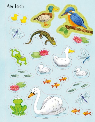 Buchcover und Innenansicht für das Buch: Mein erstes Stickerbuch: Draußen in der Natur