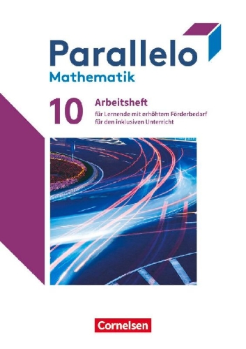 Buchcover und Innenansicht für das Buch: Parallelo 10. Schuljahr - Zu allen Ausgaben - Arbeitsheft mit Lösungen - Für Lernende mit erhöhtem Förderbedarf für den inklusiven Unterricht