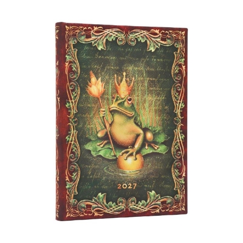 Buchcover und Innenansicht für das Buch: 12-Monatskalender 2027 Die Brüder Grimm, Froschkönig Midi Vertikal
