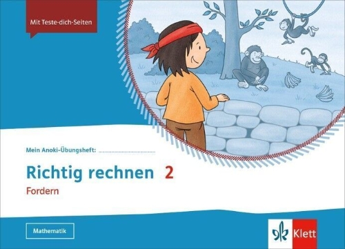 Buchcover und Innenansicht für das Buch: Mein Anoki-Übungsheft. Richtig rechnen 2. Fordern