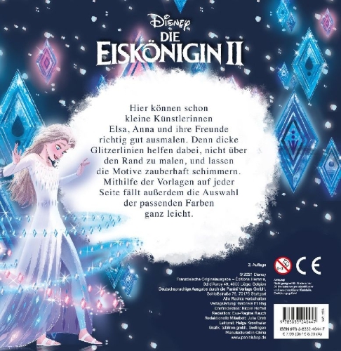 Buchcover und Innenansicht für das Buch: Disney Die Eiskönigin 2: Mein Glitzer-Malblock