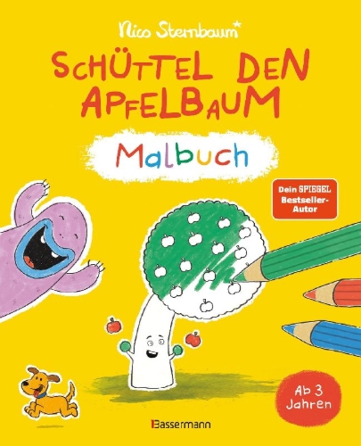 Buchcover und Innenansicht für das Buch: Schüttel den Apfelbaum - Malbuch
