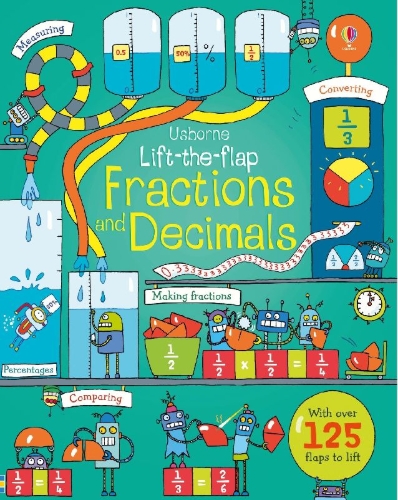 Buchcover und Innenansicht für das Buch: Lift-the-Flap Fractions and Decimals
