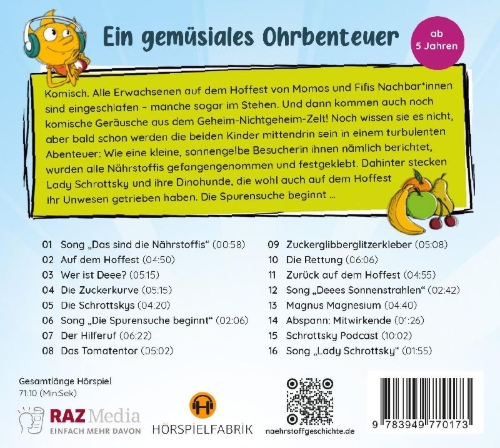 Buchcover und Innenansicht für das Buch: Die Nährstoffgeschichte. Begeistert Kinder für gemüsiale Superkräfte!