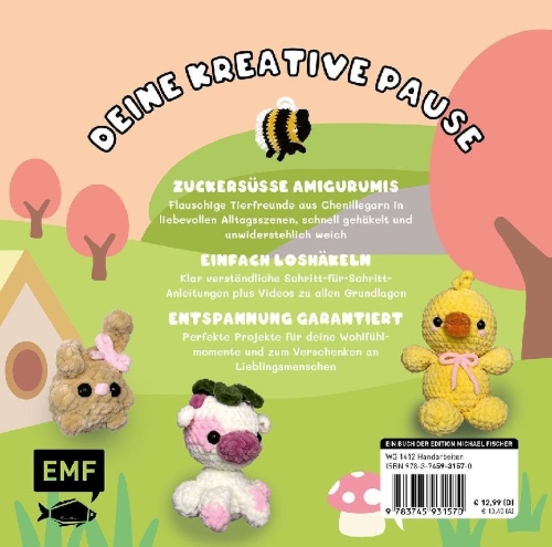 Buchcover und Innenansicht für das Buch: Cozy Crochet - Lovely Friends: Tierisch süße Amigurumis häkeln mit @crochetbyjanina