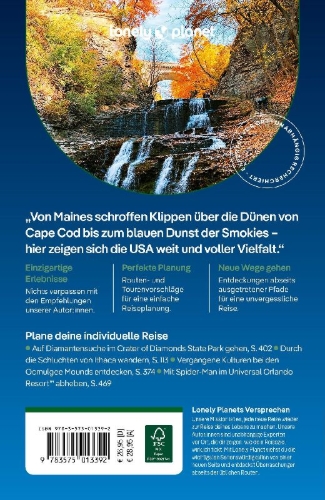 Buchcover und Innenansicht für das Buch: LONELY PLANET Reiseführer USA Osten