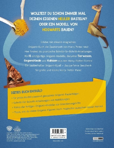 Buchcover und Innenansicht für das Buch: From the Films of Harry Potter : Origami: Featuring 15 foldable Crafts!