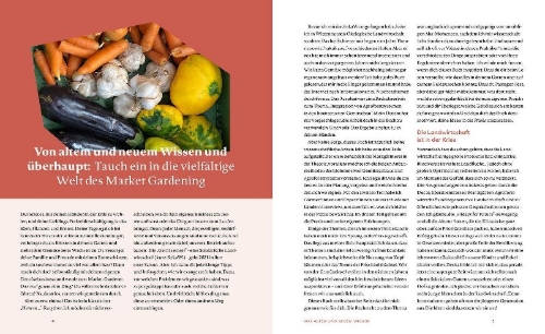 Buchcover und Innenansicht für das Buch: Market Gardening & Agroforst