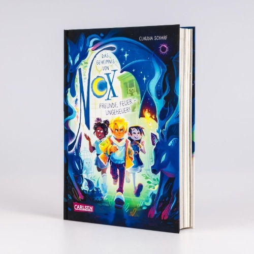 Buchcover und Innenansicht für das Buch: Das Geheimnis von Nox 3: Freunde, Feuer - Ungeheuer!