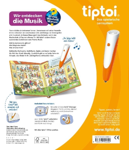 Buchcover und Innenansicht für das Buch: tiptoi® Wieso? Weshalb? Warum? - Wir entdecken die Musik