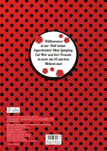 Buchcover und Innenansicht für das Buch: Miraculous: Superhelden-Power - Starke Motive zum Ausmalen