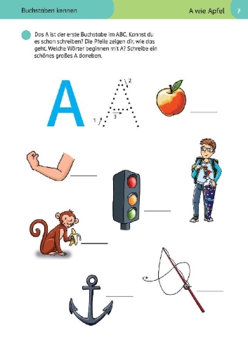 Buchcover und Innenansicht für das Buch: Hurra, Ich komme in die Schule: Mein großes Vorbereitungsbuch