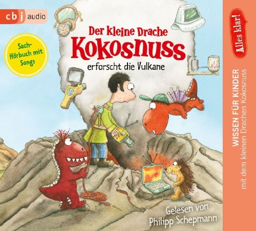 Buchcover und Innenansicht für das Buch: Alles klar! Der kleine Drache Kokosnuss erforscht die Vulkane