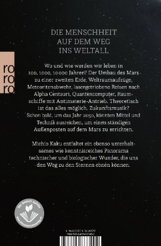 Buchcover und Innenansicht für das Buch: The Future of Humanity: Terraforming Mars, Interstellar Travel, Immortality, and Our Destiny Beyond Earth